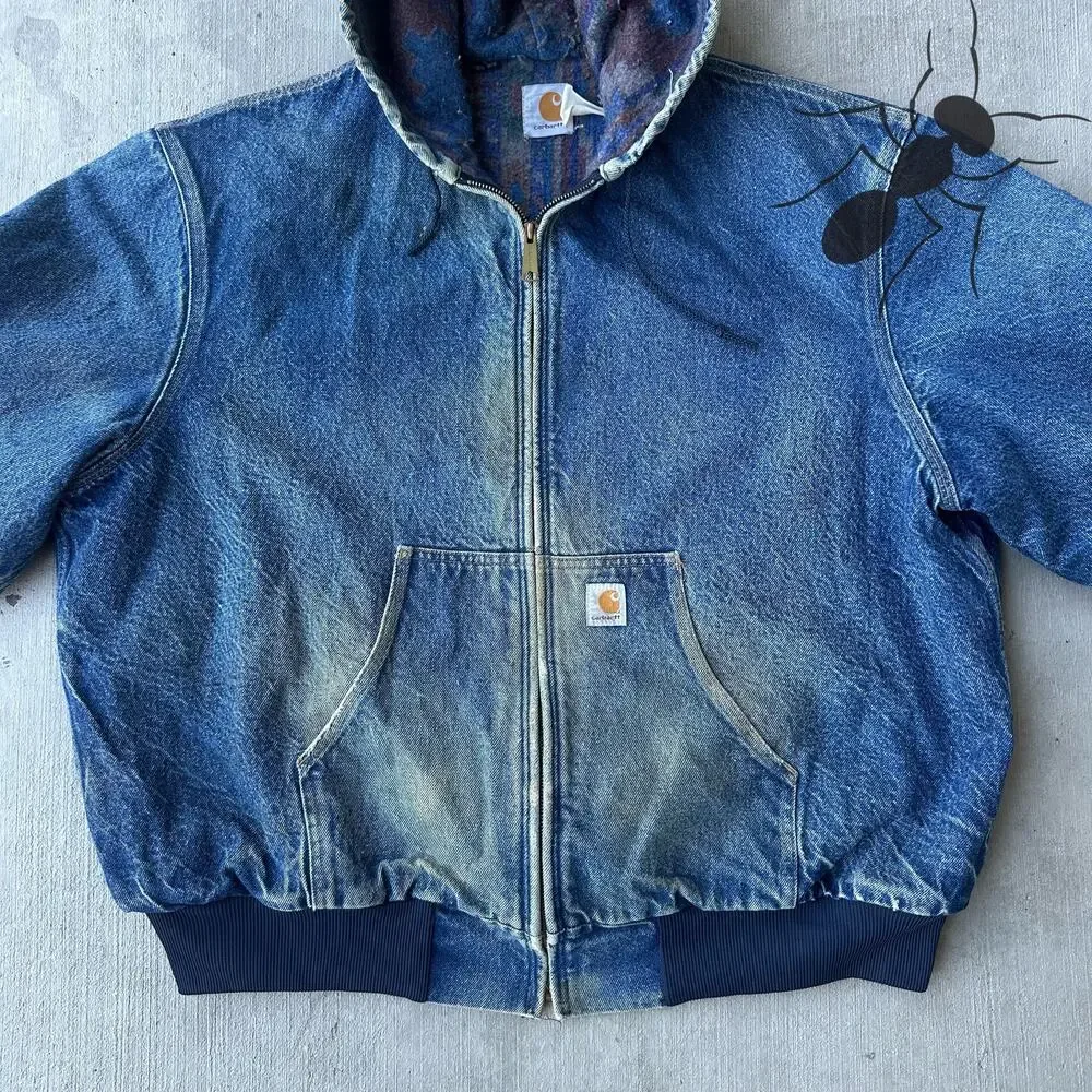 Carhartt JB848 denim blue hooded work wear jacket